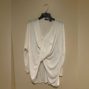 Press Brand White Long Sleeve Drape Top Size M